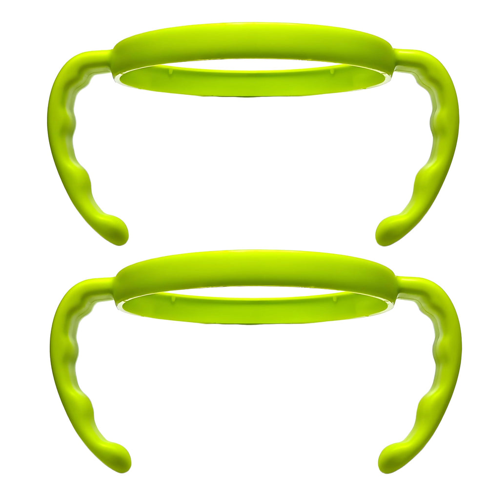 ROMIRUS bottle handles green 2-pack - anti-slip ergonomic grip for easy learning