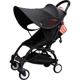 ROMIRUS sunshade extension shown on a YOYO stroller for shade during outdoor strolls.