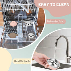 Rommeka 2-in-1 bowl interior steel core close-up emphasizes hygienic non-toxic material