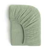 ROMY RO muslin crib sheet with soft, breathable fabric for cozy baby sleep.