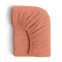 ROMY RO muslin crib sheet with soft, breathable fabric for delicate baby skin during naps.
