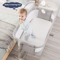RONBEI height-adjustable bassinet aligns with bed heights for convenient night feeds.