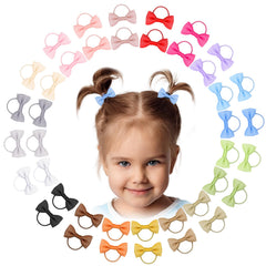 Ronger2000 baby hair ties with 2-inch bows pack, durable elastic for secure ponytails.