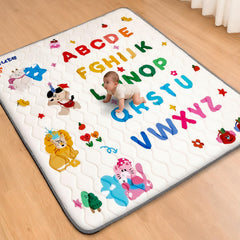 RONGFA baby play mat 50x50 thick-foam provides soft tummy-time cushioning on hard floors