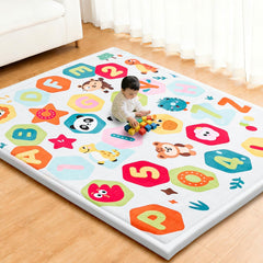 RONGFA baby play mat top view showing large 71x59 inch surface for safe tummy time.