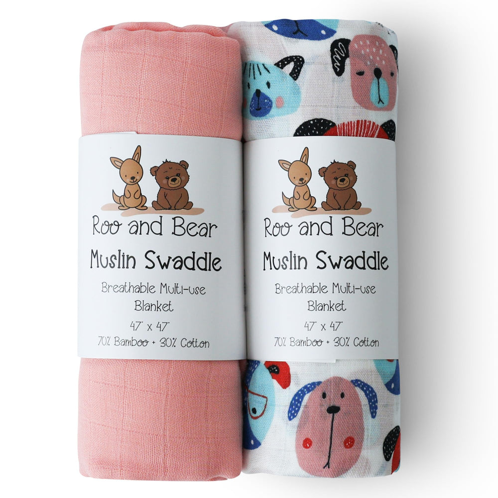 Roo and Bear muslin swaddle softness: silky fabric for gentle newborn comfort.