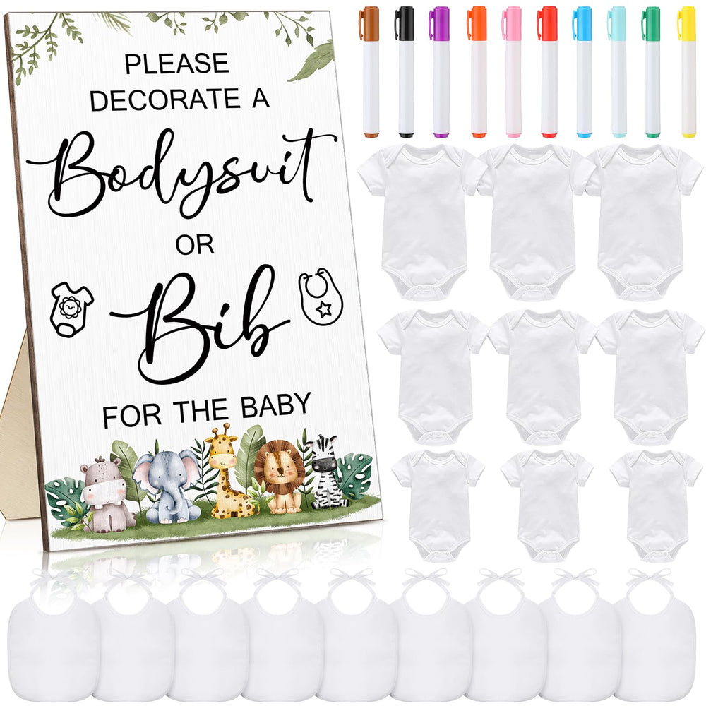 Roowest jungle-themed wooden sign for interactive baby shower games and décor.