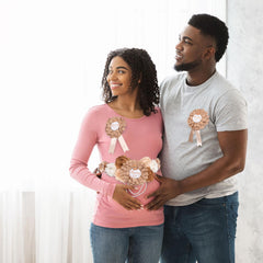 Rosavida maternity badge corsage milky white brown tulle for festive accents