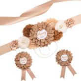 Rosavida Teddy Bear Maternity Sash close-up shows coffee tones for elegant photos