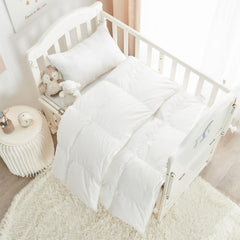 ROSE FEATHER down comforter in crib offers all-season warmth