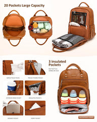 ROSEGIN diaper bag changing pad folds out to a waterproof surface for on-the-go changes.