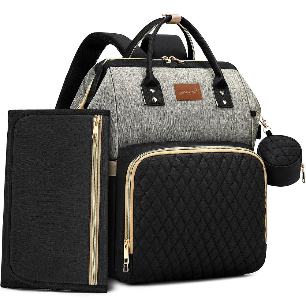 ROSEGIN Diaper Bag Front View showcases 35L capacity for travel-ready parents.