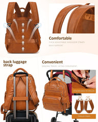 ROSEGIN diaper bag backpack laptop compartment view shows 15.6-inch laptop fit for work-and-baby balance.