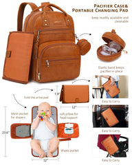 ROSEGIN diaper bag with stroller straps shown for hands-free outings.