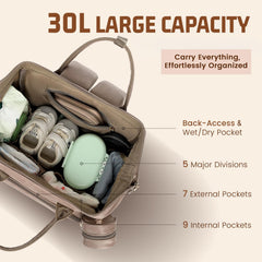 ROSEGIN 16-compartment layout organizes diapers and bottles efficiently