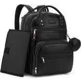 ROSEGIN Premium Vegan Leather Diaper Bag Backpack main view shows 35L capacity for busy days.