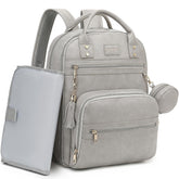 ROSEGIN Premium vegan leather diaper bag backpack with waterproof changing pad for on-the-go changes