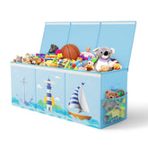 Rossoff toy storage bin with lids open for quick access to toys.