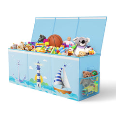 Rossoff toy storage bin with lids open for quick access to toys.