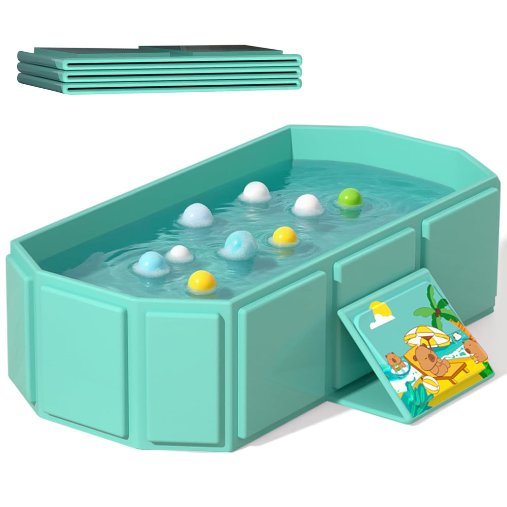 ROUSKY Portable Folding Baby Bath Tub open for easy bathing and cleaning.