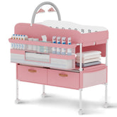 ROUTTOON diaper-changing-station pink front-angle for comfortable diaper changes