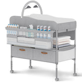 ROUTTOON diaper station left side view showing compact, space-saving design for small nurseries.