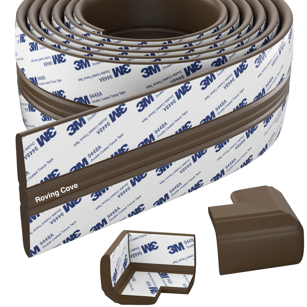 Roving Cove PreFit broad edge protector installed on a straight fireplace edge for safer play.