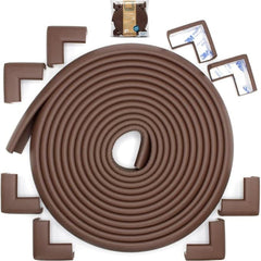 Roving Cove Slim-Fit Edge Protector 18ft edge guard in coffee brown cushions sharp table edges for baby safety.