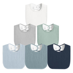 ROXANEPIG muslin baby bib front view absorbent drool protection for teething days