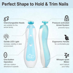 Royal Angels cushioned attachments ensure gentle nail shaping for delicate baby nails.
