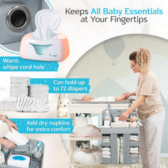 ROYAL RUSU hanging diaper caddy top shelf holds wipes warmer for quick access