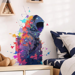 RoyoLam astronaut silhouette wall sticker on white wall for kid-friendly space decor