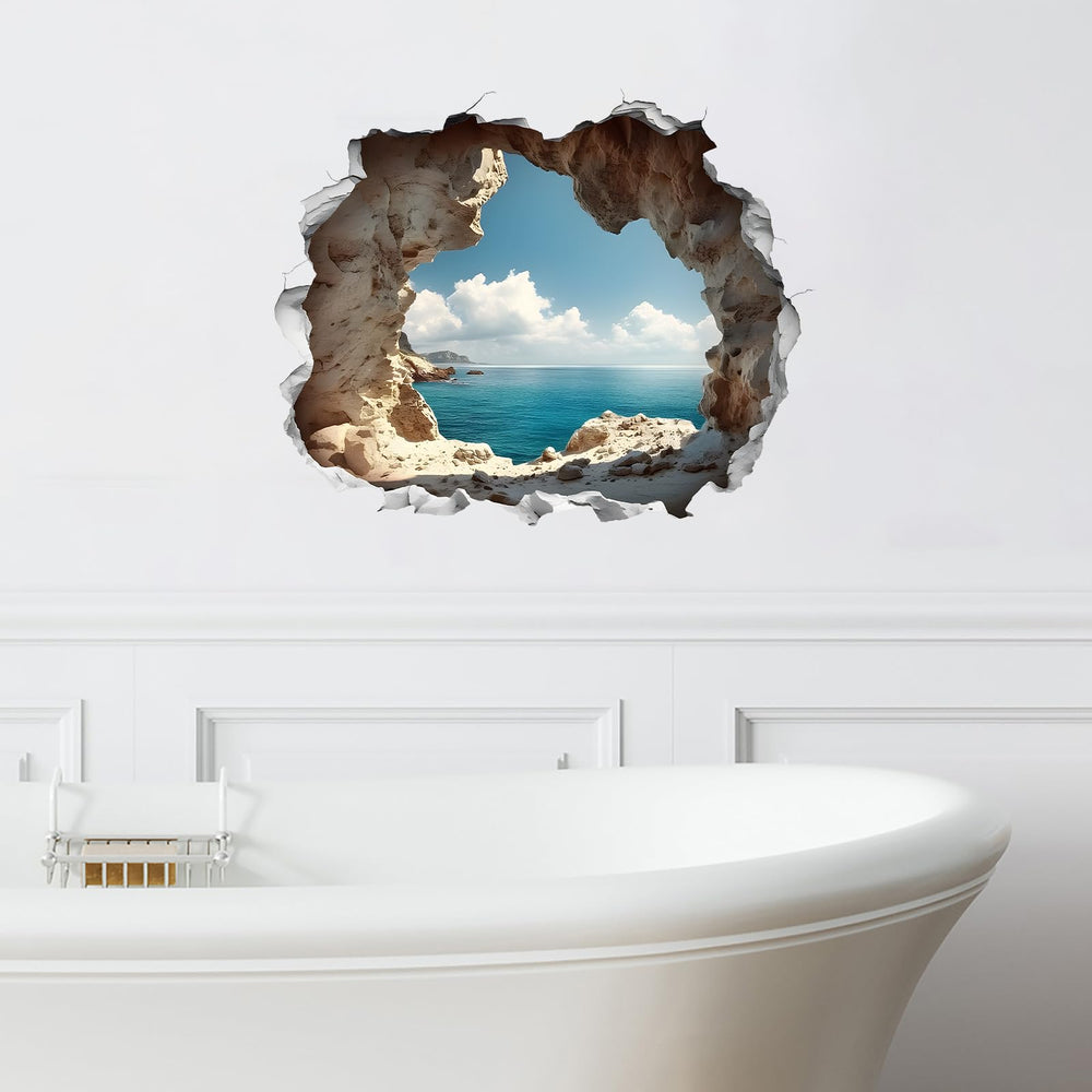RoyoLam Cave sea-view wall decal creates a calming focal point in living rooms