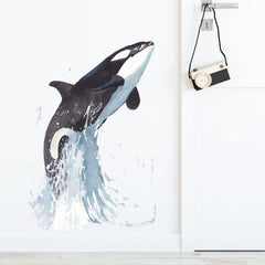 RoyoLam ocean animal wall sticker portrait of jumping whale enhances classroom ambiance.