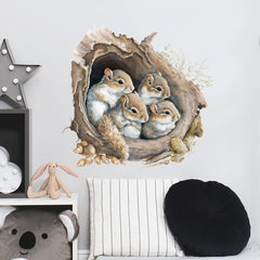 RoyoLam nursery wall sticker with squirrels forest scene for playrooms