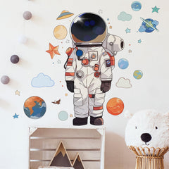 RoyoLam Astronaut wall sticker with planets; bright, educational decor for kids' room.