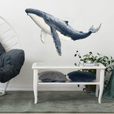 RoyoLam humpback whale wall decal on a smooth wall for a playful nursery.