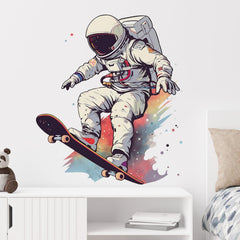 Royolam skater astronaut wall sticker adds a playful bedroom focal point.