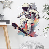 Royolam skater astronaut wall sticker brightens playroom walls for imaginative play.