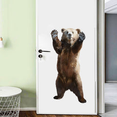 RoyoLam standing brown bear wall decal on wall adds playful charm.