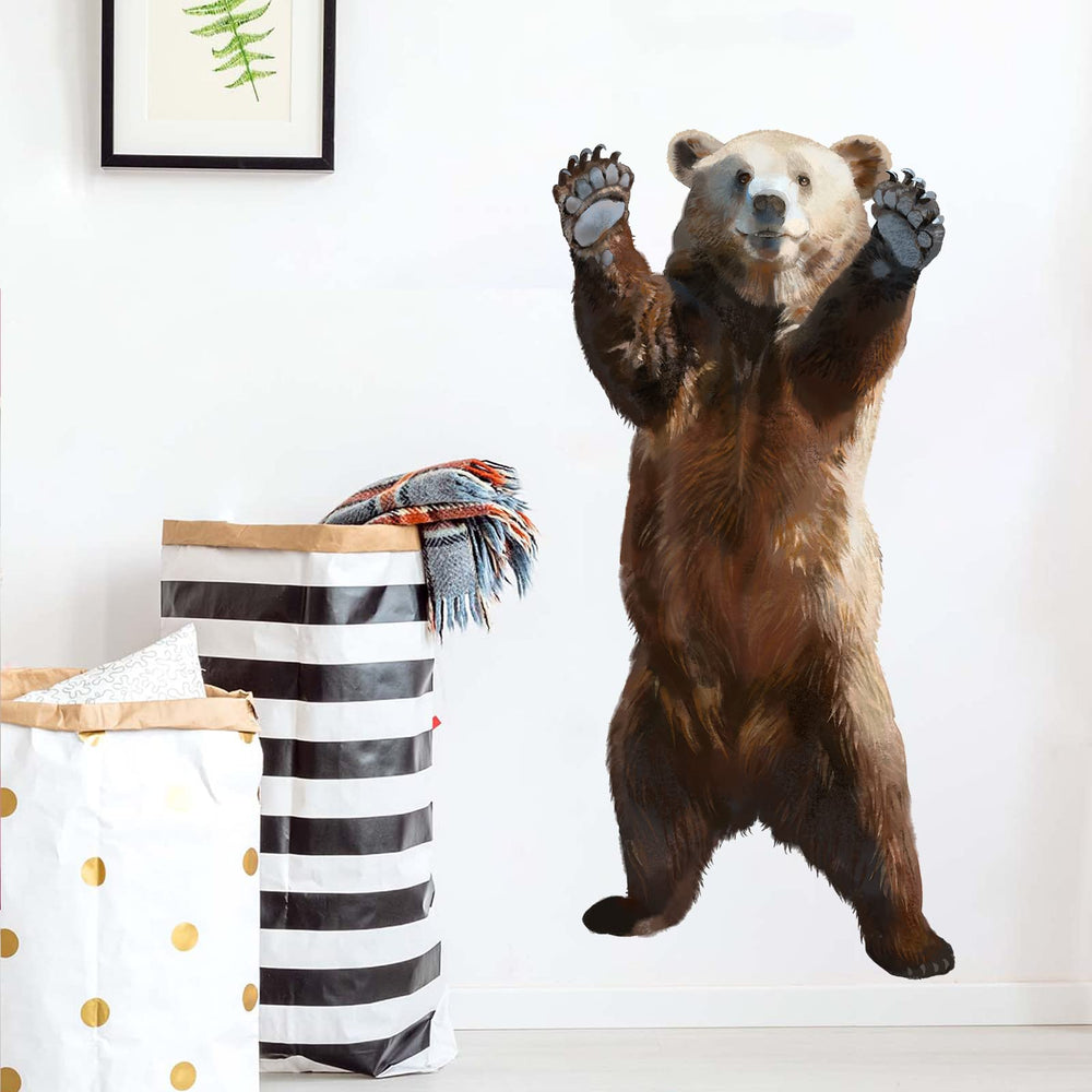 RoyoLam standing brown bear wall decal package is removable and kid-friendly.