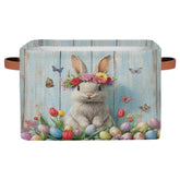 RPWOBBYQ Easter Bunny storage bin with handles ideal for closet organization and kids rooms.