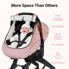 Rquiet car-seat-cover-waterproof-fabric protects against rain and spills for busy families.