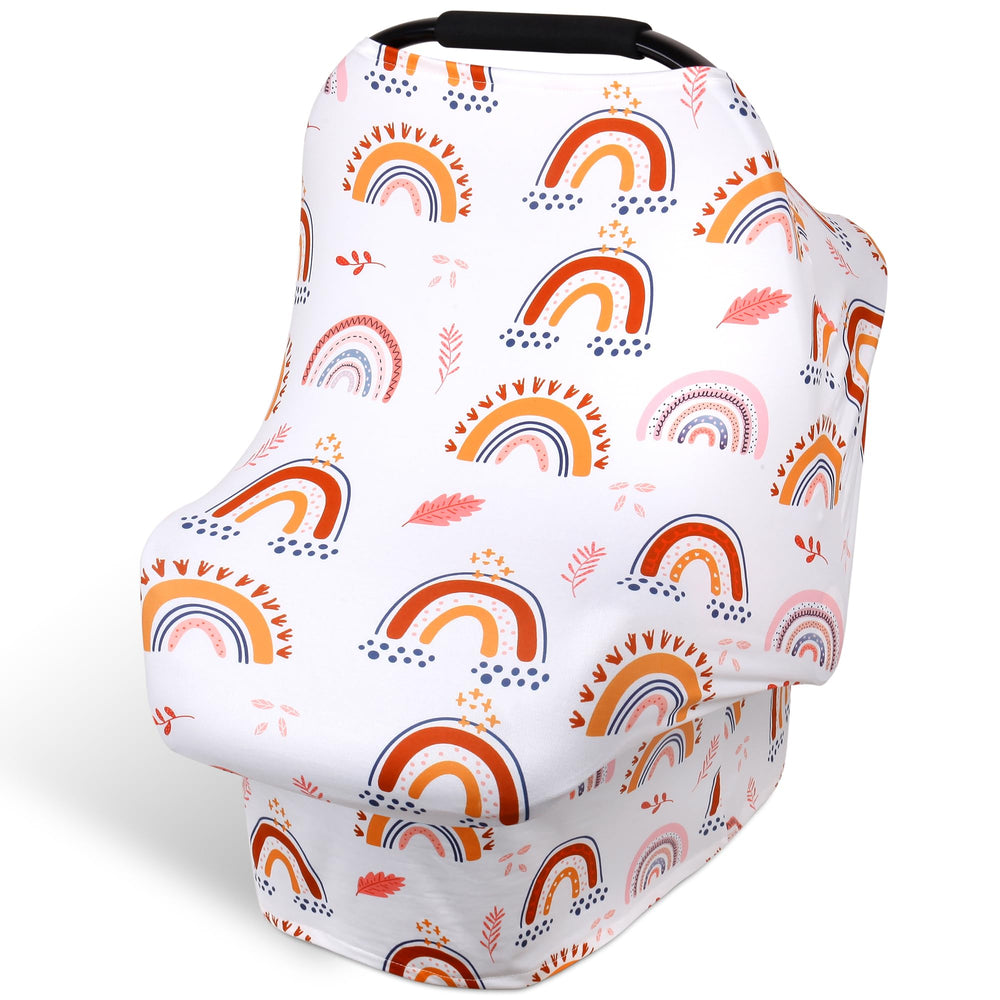 Rquite all-in-1 car seat cover with forest floral print for privacy