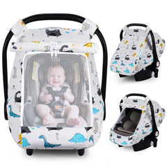 Rquite car seat cover baby canopy with breathable muslin fabric for shade