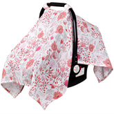 Rquite muslin car seat cover with breathable cotton for cooling ventilation on hot days.