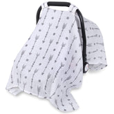 Rquite muslin car seat cover sun shade provides breathable protection for sunny days.
