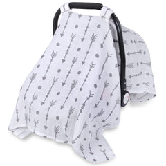 Rquite muslin car seat cover sun shade provides breathable protection for sunny days.