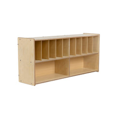 RRI Goods wall-mount diaper organizer front view demonstrates easy access to supplies.