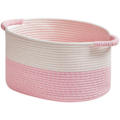 R RUNKA pink storage basket front view for tidy toy storage and decor